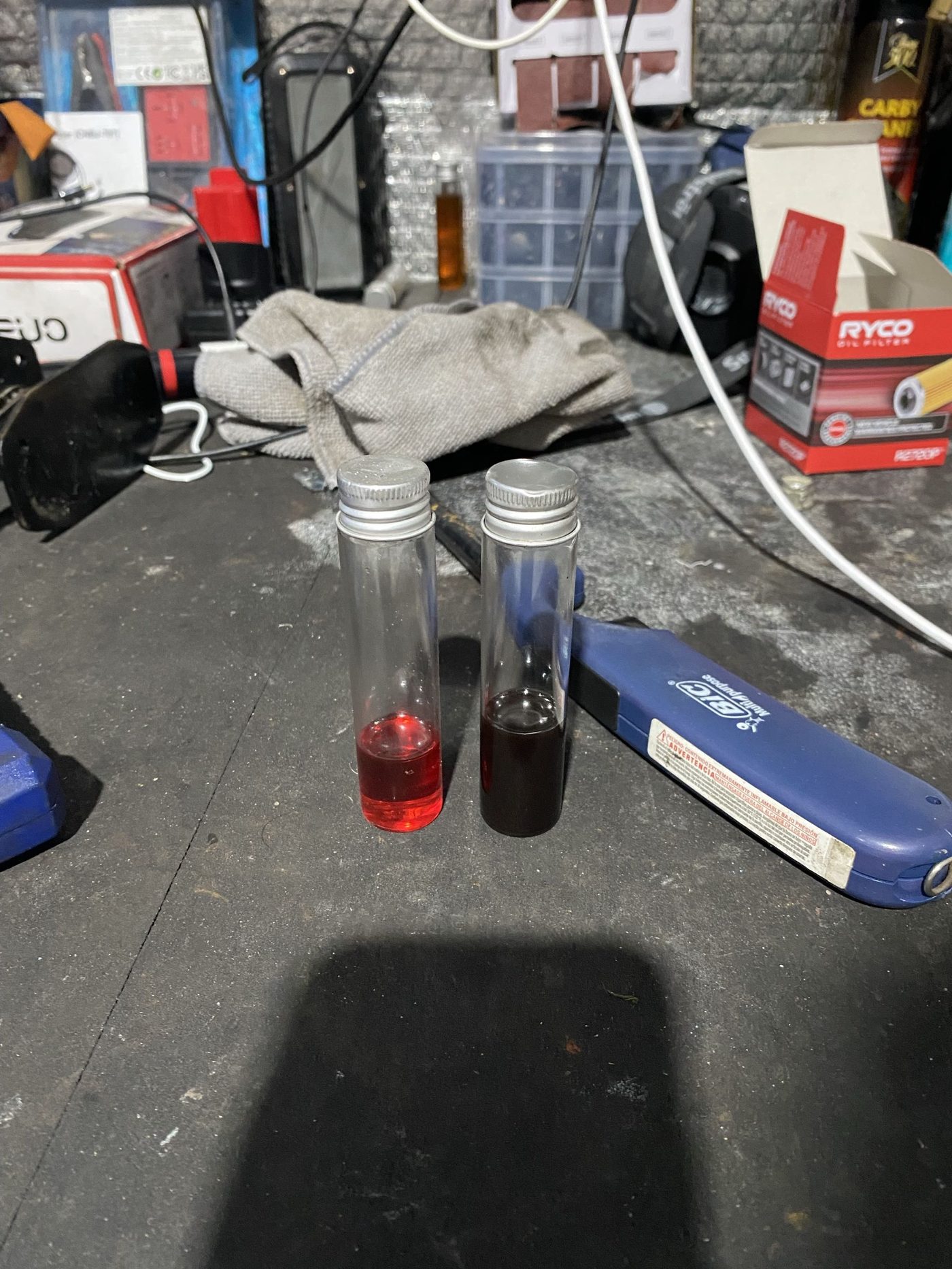 Old and new automotive fluid comparison